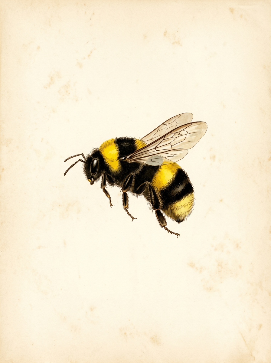 Bumble bee (Bombus vosnesenskii) natural history plate